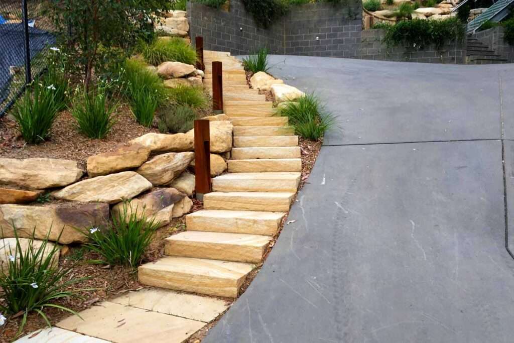 sandstone landscaping steps