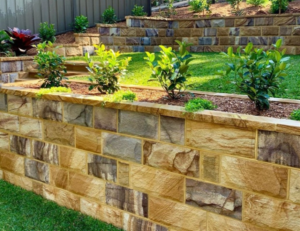 sandstone landscaping with cladding